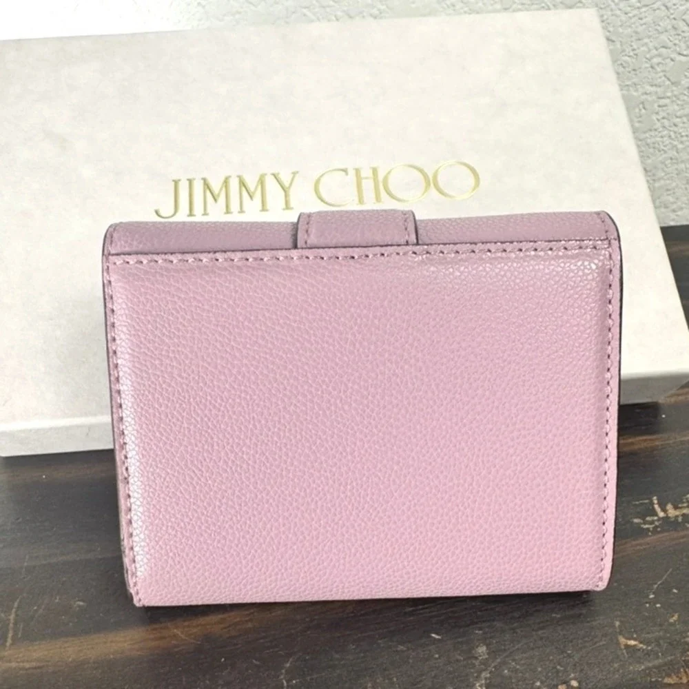 Jimmy Choo Cheri Cosmos Pink Leather Wallet with Crystal Buckle